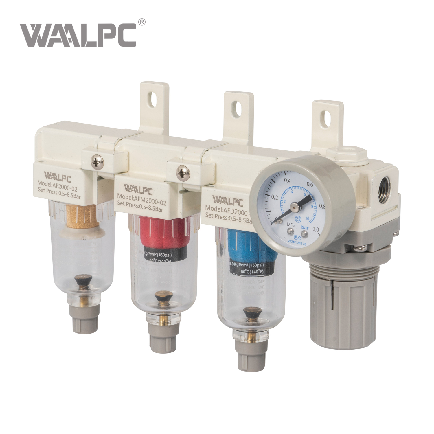 Unit&eacute; AFFFR de pr&eacute;paration d'air pneumatique de filtration puissante - R&eacute;gulateur de filtre &agrave; air 4 en 1 combin&eacute; avec manom&egrave;tre pour machines d'automatisation de syst&egrave;mes d'air comprim&eacute;