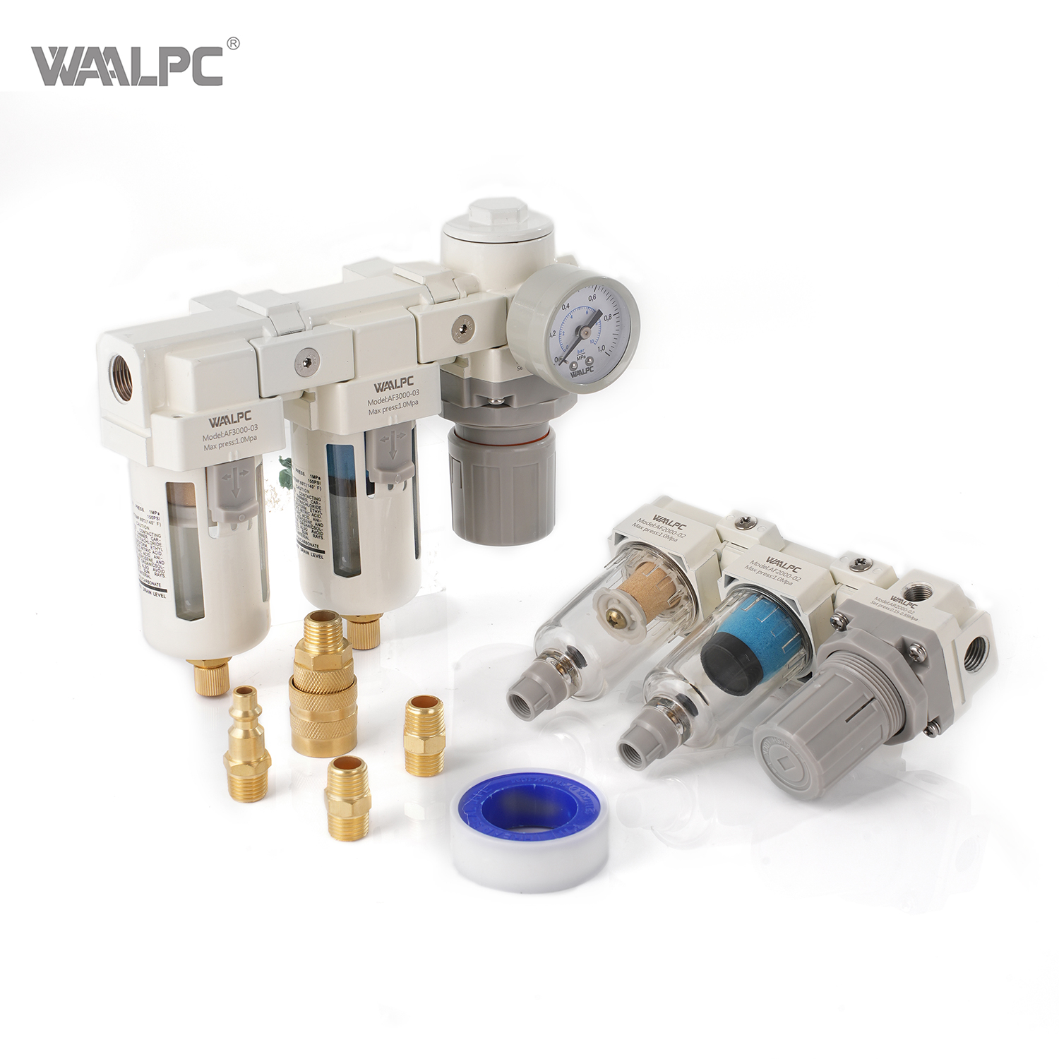 2개의 필터 조절기 1/4'' 3/8'' 1/2'' 건조 시스템 공압 공기 필터 공기 압축기용 감압 조절기